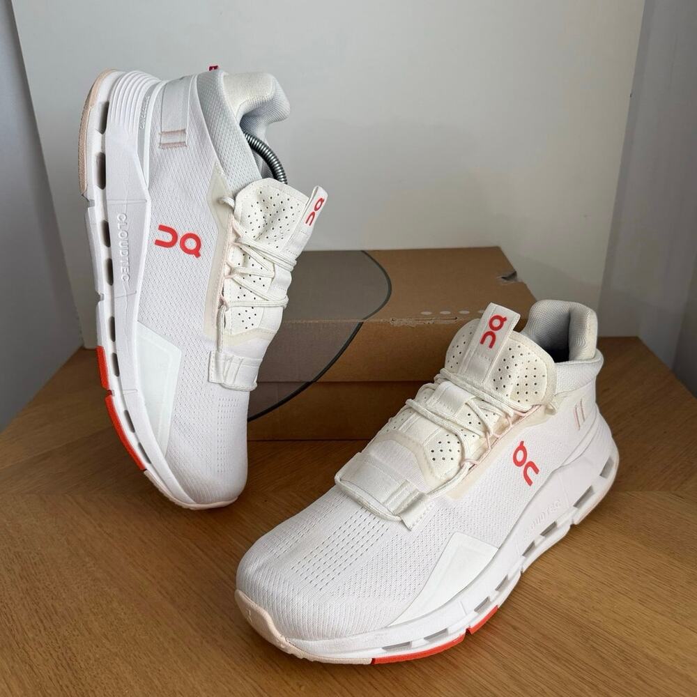 On Cloud Cloudnova White/Flame Men Running Sneakers- SZ 11